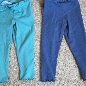 Kids Ruffle Hem Leggings - Teal and Navy